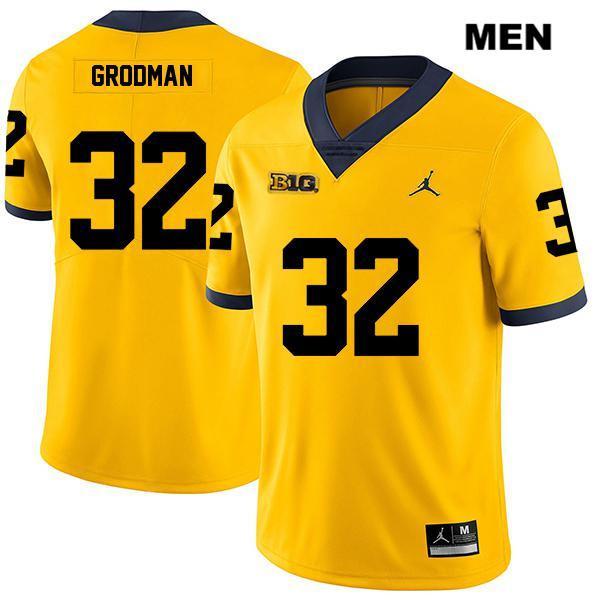 Men's NCAA Michigan Wolverines Louis Grodman #32 Yellow Jordan Brand Authentic Stitched Legend Football College Jersey CP25W87WH
